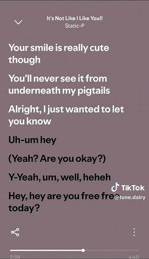 "It's Not Like I Like You!!"-Static-P #lyrics #music #lyricsvideo #fyp... | it's not like i like you