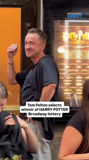 TOM FELTON FAN GROUP on Instagram: "Tom Felton’s first performance on Broadway in Harry Potter and the Cursed Child is just over a month away and fans gathered at the Lyric Theatre to enter a lottery for tickets to his Broadway run! Felton was there to draw the first winner’s name."