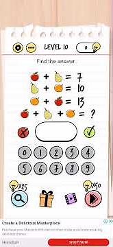 Brain test tricky puzzles level 10 solution or Walkthrough