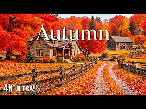 Autumn 4K 🍂 Autumn Forest & Peaceful Music | Relaxing Nature Sounds for Stress Relief