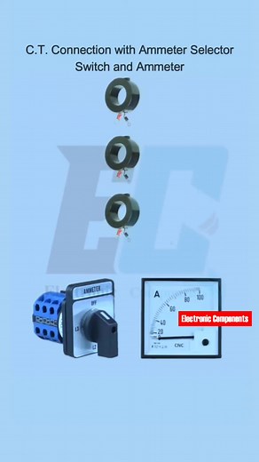 Current Transformer (C.T.) connected with Ammeter Selector Switch and Ammeter | 𝐄𝐥𝐞𝐜𝐭𝐫𝐨𝐧𝐢𝐜 𝐂𝐨𝐦𝐩𝐨𝐧𝐞𝐧𝐭𝐬