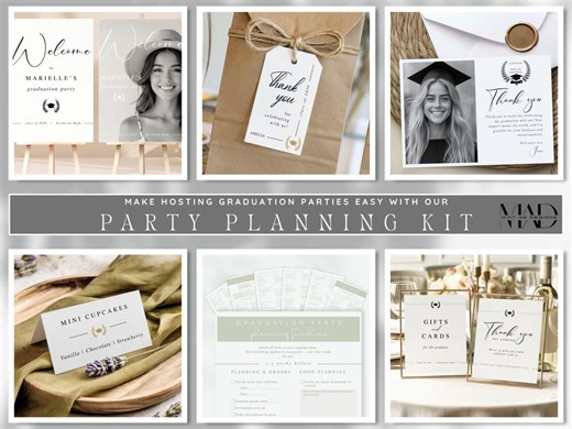 Graduation Party Planning Kit | Printable Bundle | Host Survival Kit | Editable Signs, Checklists & Tags