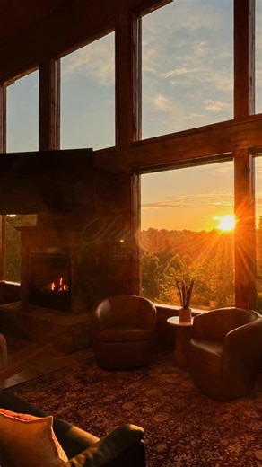 That sunrise though! ☀️ Wake up and soak it in at Cabin 2622, Summit View, a 2 bedroom, 3 bath log cabin vacation rental at Hidden Mountain Resort in Sevierville, TN. HiddenMountain.com (865) 453-9850 | Hidden Mountain Resort
