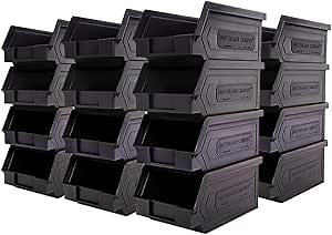 Amazon.com: Plastic Storage Bins, Hanging, Stackable, Storage Organizer Bin for Warehouses, Workshops 7-Inch x 4-Inch x 3-Inch (Black, 50-Pack) : Home & Kitchen