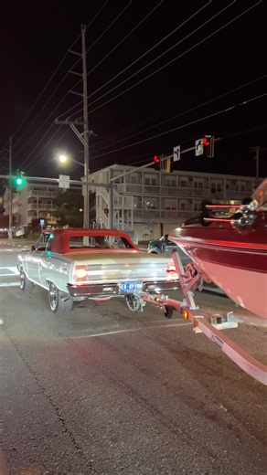 Life Goals! Cruisin Ocean City 1965 Chevelle pulling a matching boat! #musclecar #classiccars #boat