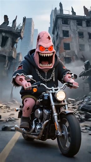 Horror Version Of SpongeBob Characters On Motorcycle #shorts #horror #viral #trending