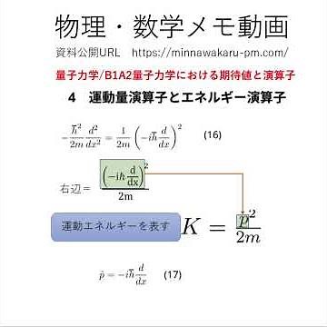 m0004物理・数学メモ動画（量子力学：運動量演算子・エネルギー演算子） #shorts #中学 #高校 #物理 #数学