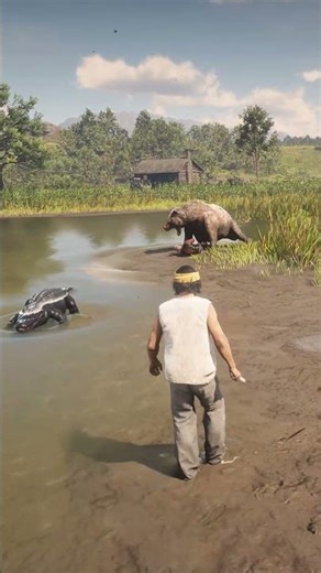 Bear Attacks Man - Rescuer Gets ATTACKED by Alligator! 🐻🐊😱 RDR2 #shorts