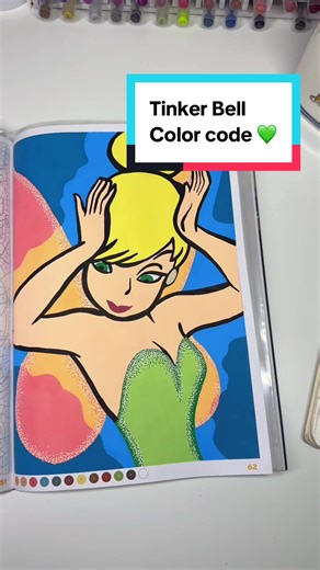 Disney coloring Tinker Bell 🧚🏻 This is the first time I decided to do those popular sparkles on a dress and I love the way it turned out✨😍 #disneycoloringbook #hachettedisney #acrylicmarkers #tinkerbell #asmrcoloring