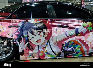 Chiba, Japan. 29th Apr, 2022. April 29, 2022, Chiba, Japan: A Japanese car ''Itasha'' decorated with anime decals on display during the Niconico Chokaigi 2022 festival in Makuhari Messe Convention Center in Chiba. The annual Niconico Chokaigi is organized by Japan's largest social video website Niconico to recreate a virtual world in real life. The exhibition brings together Japanese traditional culture performers, video gamers, anime creators, j-pop musicians and cosplayers. (Credit Image: © Ro