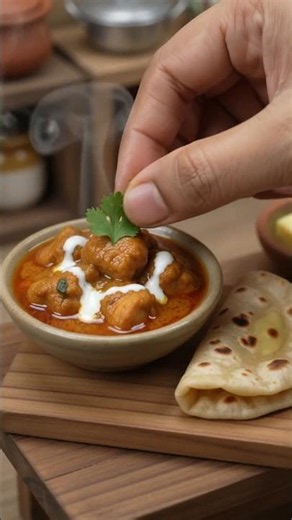 butter chicken with roti #recipe #miniaturecooking #cooking #food #satisfying #subscribe #like #fyp