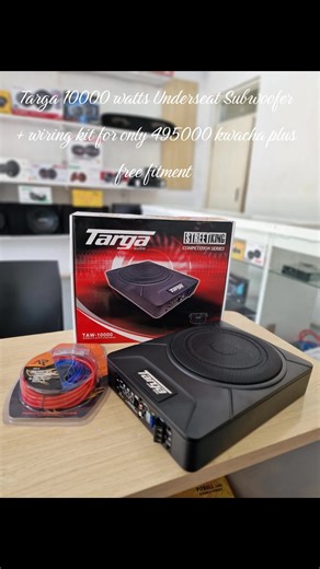 The Targa 10,000w Underseat Subwoofer wiring kits free fitting for only K495,000! 0999083588@PRINCO’S CAR AUDIO @isaac the sound installer @Car Society Malawi