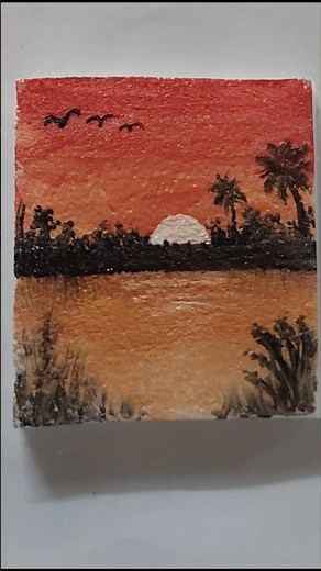 Painting on Styrofoam #howtopaint #howtodraw #art #acrylicpainting #sunset #nature #waterview