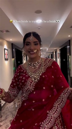 Pretending to be Shy, because that's what cute Brides do 🥰❤️#bride #bridalmakeup #bridallehenga