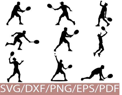 Tennis Player Silhouette SVG Bundle, Action Clipart Set (digital Download) - Etsy