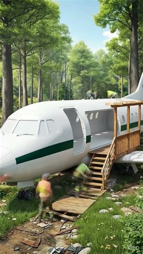 From Plane Wreck to Luxury Cabin in the Forest ✈️🏡 #bushcraft #survival #outdoors #satisfying