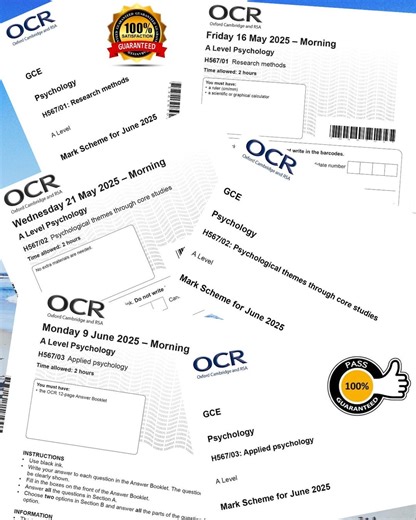2025 OCR A Level Psychology Exam Papers & Mark Schemes Merged - H567  Bundle