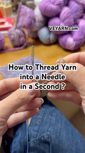 How to Thread Yarn into a Needle in a Second — Knitting Hack