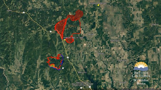 With the arrival of sustained winds from the north, crews are observing aggressive fire behaviour on all wildfires within the North Peace Region. At this time, heavy smoke is impacting visibility to surrounding areas. Crews have withdrawn from the Stoddart Creek and Red Creek wildfires due to aggressive fire behaviour and resulting smoke and poor visibility. Structure protection personnel are continuing to assess properties and set-up structure protection southeast of the Stoddart Creek wildfire