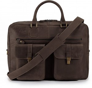 DE LAMASSU® ( Kian ) leren laptoptas 17 inch – unisex XL business tas met trolleyband,... | bol