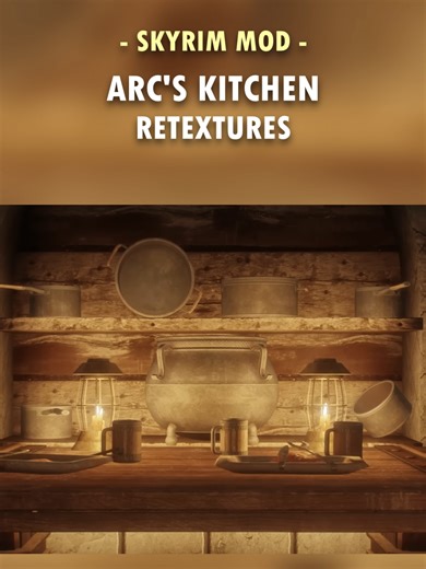 Skyrim's Kitchens FINALLY look Elite! 🧑‍🍳 Arc has overhauled a variety of kitchwear such as the kettles, pots and pans, mead barrells and even tankards to make the kitchens of Skyrim visually more pleasant to look at! #skyrim #skyrimmods #skyrimtiktok #elderscrolls #gametok