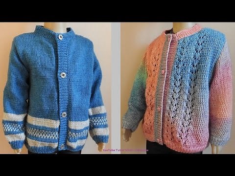 Tuto Tricot Cardigan Enfant tailles 2/3 ans - 4/5 ans - 6/7 ans - 8/10 ans en 2 versions (création)
