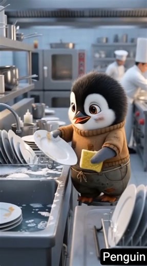 A hungry Penguin 🐧 works in a Hotel to find food🥺