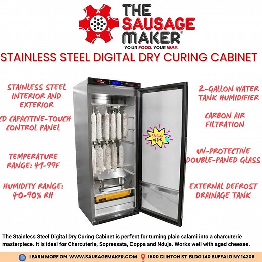 2.4K views · 15 reactions | Stainless Steel Digital Dry Curing Cabinet, Now available on the sausage maker website. #drycured #sausages #curingcabinet | The Sausage Maker Inc | Facebook