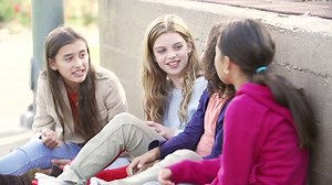 Group Young Girls Sitting By Wall Stock Footage Video (100% Royalty-free) 10317875 | Shutterstock