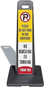 SmartSign Do Not Park In Driveway No Blocking/Turning LotBoss Vertical Panel Sign Kit with Rubber Base, Double-Sided, 7.875" x 35.5" Engineer Grade Reflective Parking Lot Sign, Plastic Frame, USA-Made