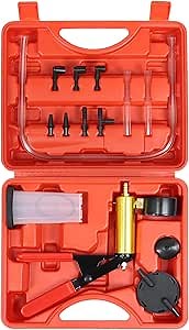 Wzyblixo 2 in 1 Brake Bleeder Vacuum Pump Kit for Automotive and Motorcycle, One-Man Brake and Clutch Bleeding System, Complete with Hand Vacuum Pump, Adapters,Gauge and Case