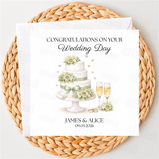 Personalised Wedding Card | Congratulations on Your Wedding Day Card | Custom Names and Date Wedding Card | Bride & Groom Card - Etsy