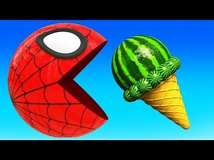 Pacman Watermelon Roll Fun Chase with Friends as he Found on Red Treasure and Pac Pj Masks #1943