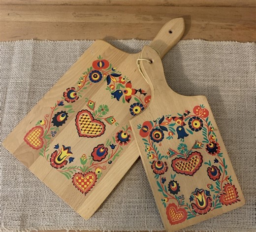 Vintage Nevco Folk Art Cutting Boards (set of 2) - Rustic Kitchen Decor - Etsy