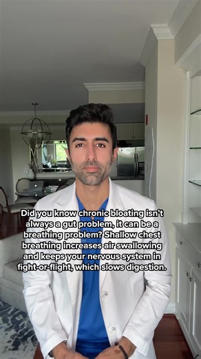 When Chronic Bloating Is a Breathing Problem Chronic bloating is not always caused by food or gut disease. In many people, breathing patterns and nervous system state are key drivers. 🌬️ Shallow chest breathing increases air swallowing Rapid or shallow chest breathing is strongly associated with aerophagia, the unconscious swallowing of excess air. This air accumulates in the stomach and intestines, causing bloating and abdominal distension . 🍽️ Everyday behaviors add to the problem Eating qui