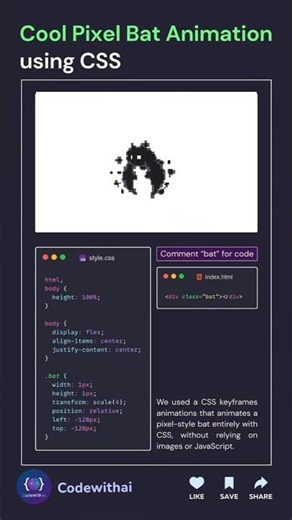 How to Animate Pixel Art Using Only CSS Keyframes! 🤯✨#viral#shorts#coding#css#html#ai#tech#animation