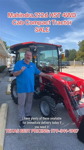 SAVE BIG On Our Mahindra 2100 Series 2126 HST 4WD Cab Compact Tractor With Front End Loader & TEXAS BEST PRICING! Up To 120 MO Financing Available WAC! . . . You have our word the Mahindra 2100 series will perform to your expectations and might even surprise you from time to time. It’s the compact class’s toughest, friendliest, and smartest tractor. First time operators smile at the intuitive and informative cockpit. Phone app lovers are pumped by its intelligent OJA software. The Mahindra 2126 