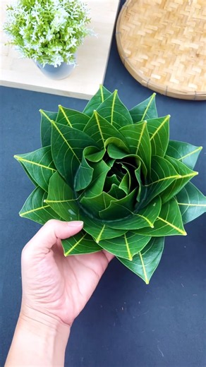 ประดิษฐ์ดอกไม้จากใบขนุน #พับใบไม้ #leafart #diy
