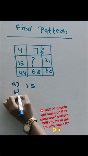 🧩 CROSSWORD PATTERN CHALLENGE! 🧠 #brainteaser #maths #iqtest #reasoning #ssc #puzzlechallenge #funny