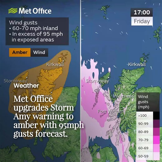 ⚠️ Storm Amy strengthened: Highlands & Moray now face amber alerts with winds up to 95mph. Read more below about how this might affect you: | The Inverness Courier