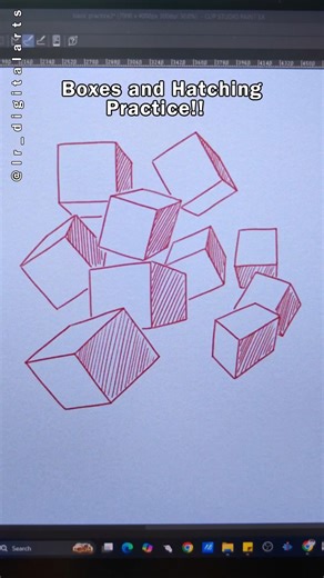 Daily Art Warmup: Boxes & Hatching ✍️🔥#digitalart #shorts #drawing #art #digitaldrawing