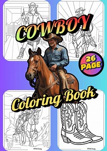 26-page Cowboy Coloring Book – Printable Wild West Adventure Scenes for Kids and Western Fans - Etsy