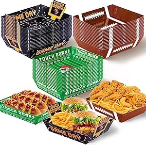 Football Party Supplies Kit 45 Pcs, 5lb Large Football Food Plates, Disposable Food Bowl Trays - Ideal for Football Party Decorations Favors, Superbowl Party, Tailgate Partie