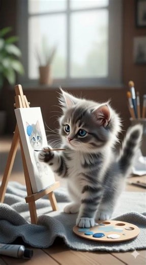 Cutest Baby Cat Painting on Canvas | Adorable Kitten Face Paint Art ❤️🐾 #viral