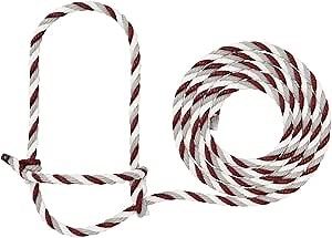 Weaver Livestock Braided Poly Rope Cattle Halter, Adjustable Style Cow Calf Halter, Livestock Handling Equipment for Showing, Maroon/Gray/White