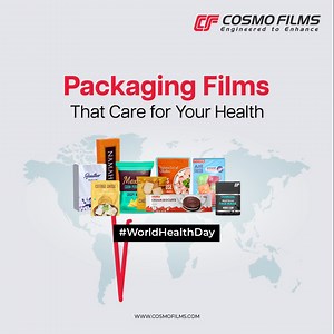 #WorldHealthDay Prioritize consumer health through Cosmo’s high-quality packaging films. Together, let’s create a healthier and safer future with smarter packaging solutions. #cosmofilms #packaging #Sustainable #recyclable #flexiblepackaging #bopetfilms #barrierfilms #packagingtrends #circulareconomy #foodindustry #fmcg | Cosmo Films