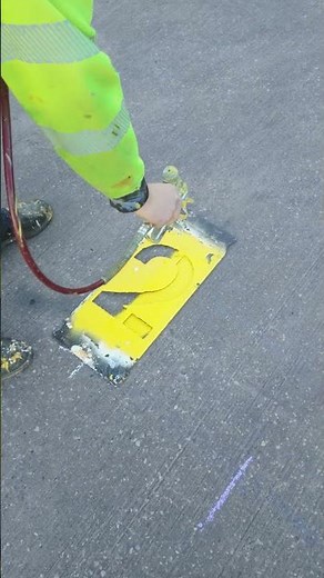 Clean Road Marking Using Number Stencil 3, 2, 1...