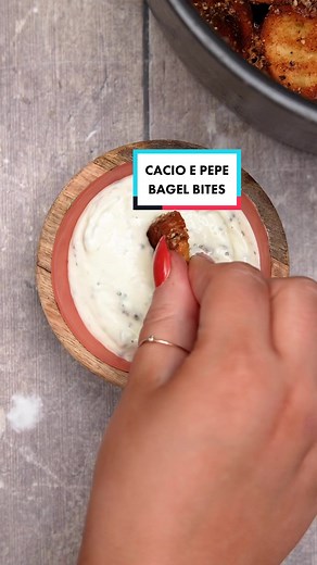Replying to @zoe ❣︎ cacio e pepe bagel bites 😋 #planetfood #foodtok #ukfood #easyrecipes #airfryertiktok #foodhack #bagelbites #airfryerhack #bageltok #cacioepepe