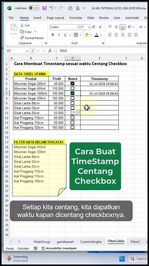 12 reactions | Cara Buat TimeStamp Centang Checkbox #excel #belajarexcel #excelformula #exceltips Timestamp ini menunjukkan waktu ketika kita centang checkbox seperti halnya ketika kita mengisi Google Form terdapat TimeStamp pada spreadsheet hasilnya. | NewTutorial | Facebook