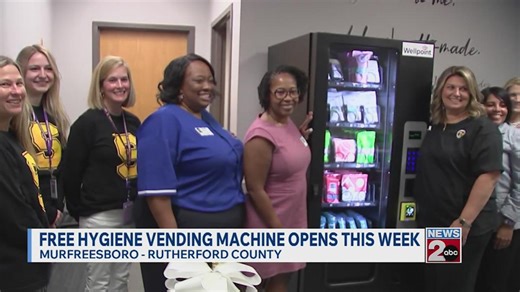Free hygiene vending machine opens this week in Murfreesboro